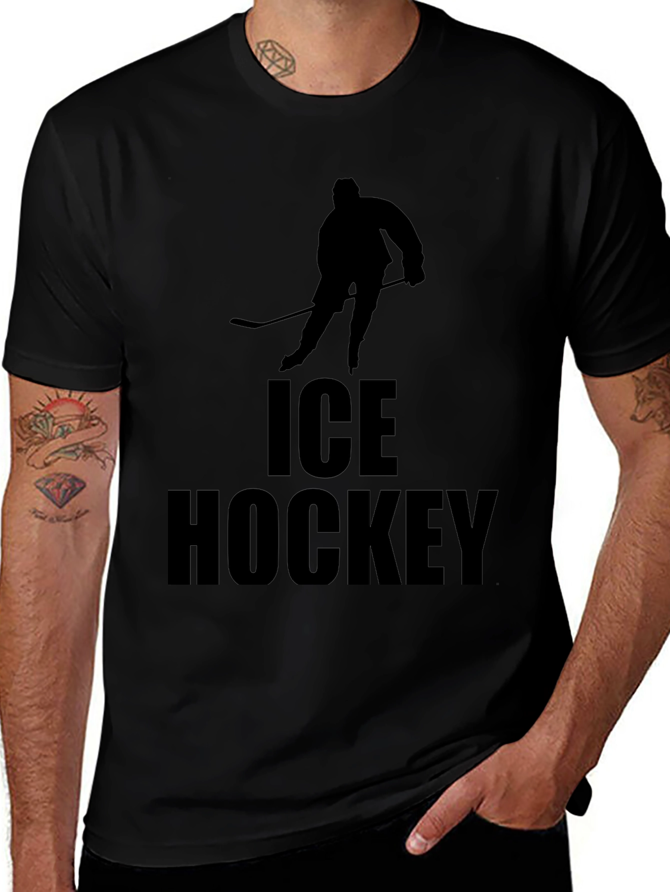 Variant 4 of Ice Hockey Graphic Tee - Black Cotton