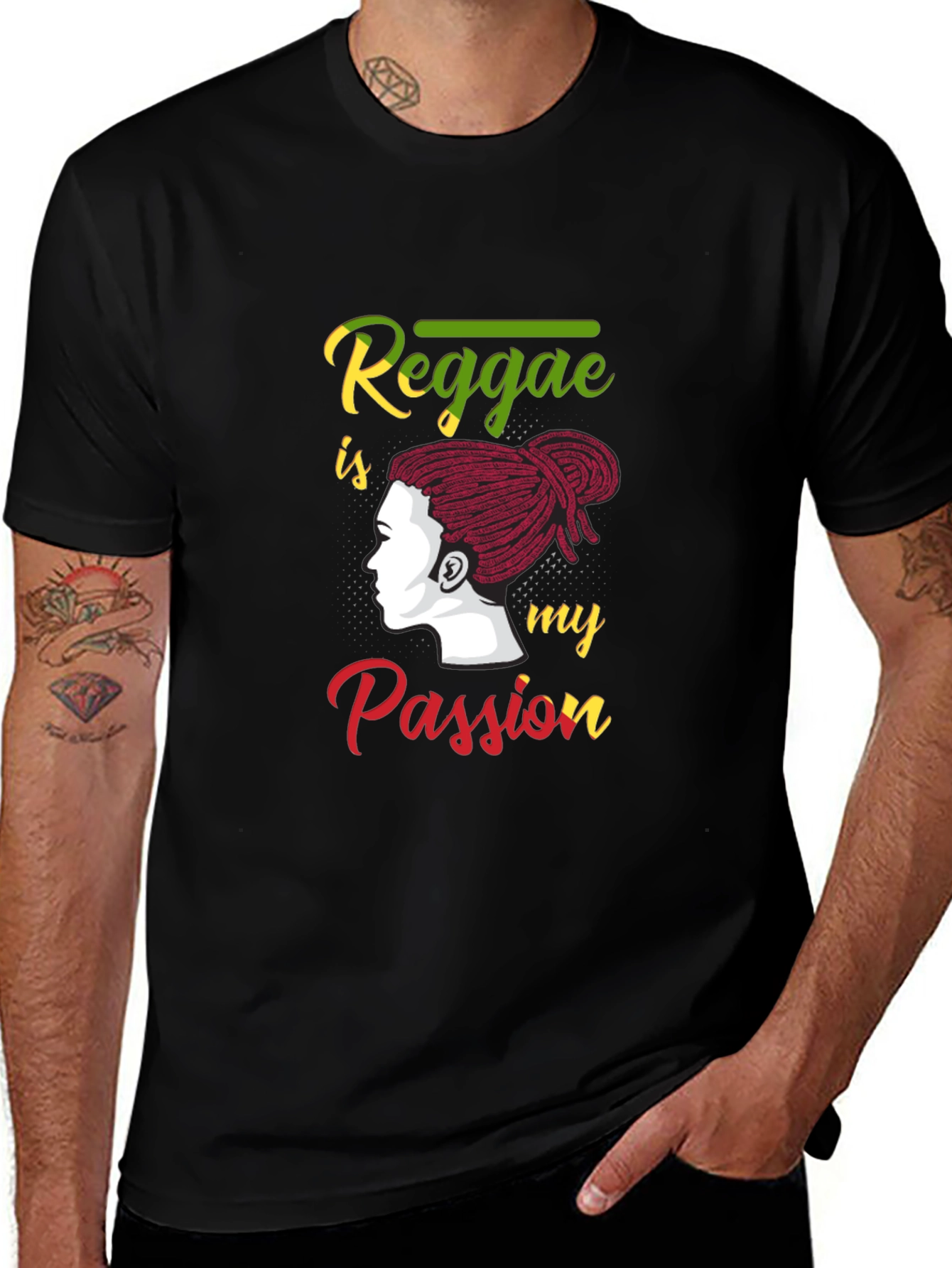 Variant 16 of Reggae Is My Passion Graphic Tee - Black Cotton Shirt