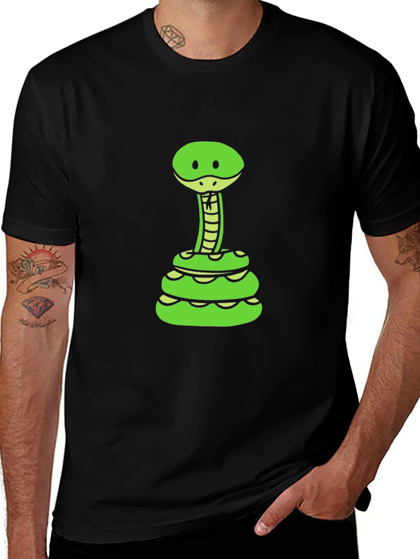 Variant 10 of Cartoon Snake Graphic Tee - Black