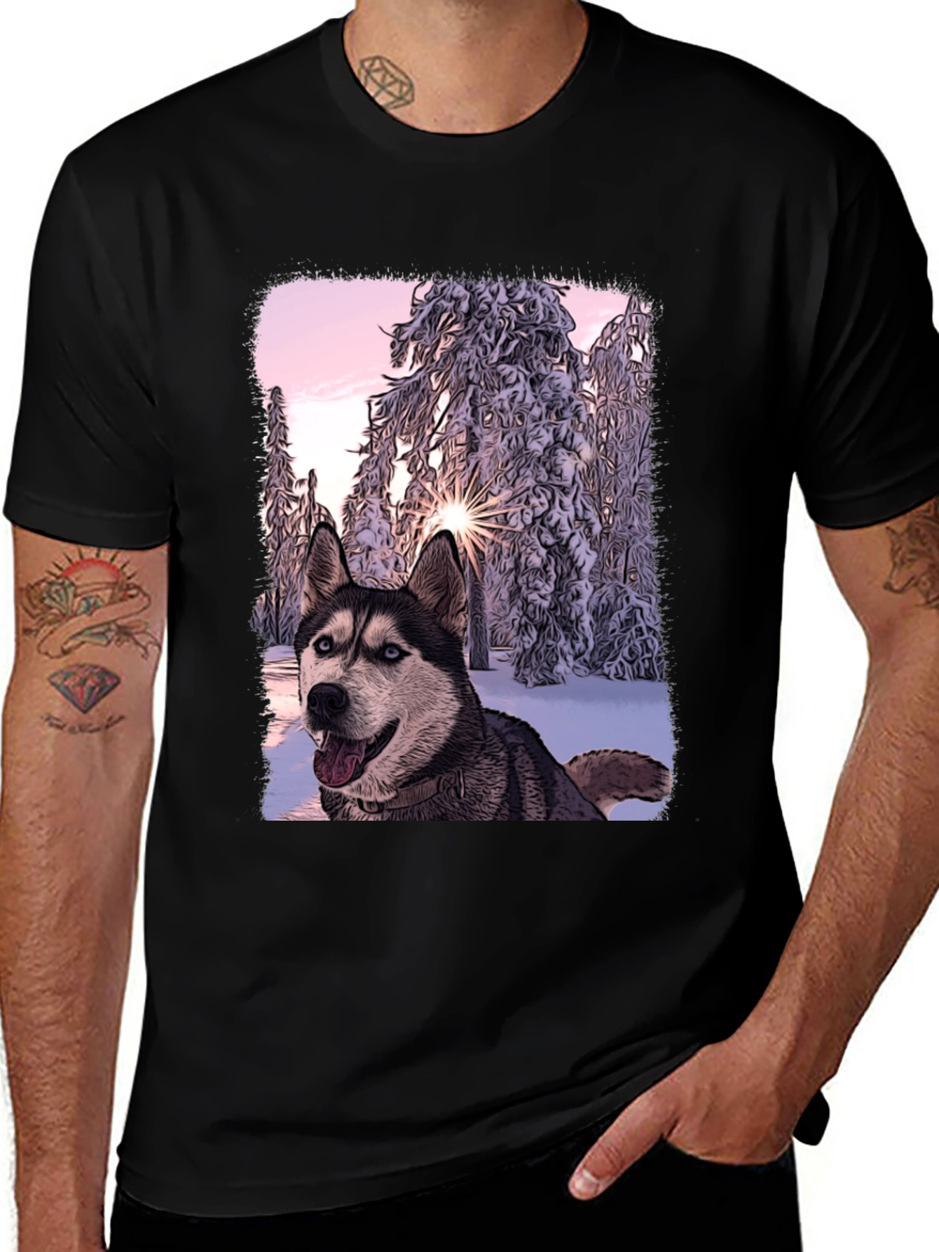 Variant 24 of Husky Winter Wonderland Graphic T-Shirt