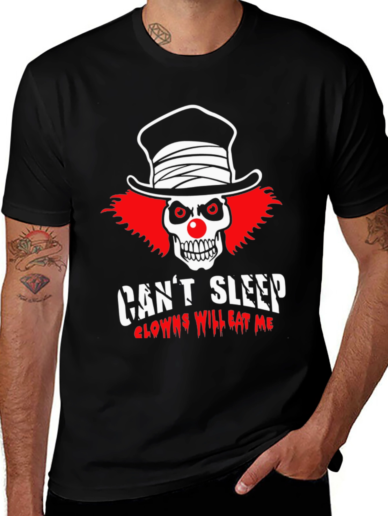 Variant 7 of Clown Skull Graphic T-Shirt - "Can't Sleep"