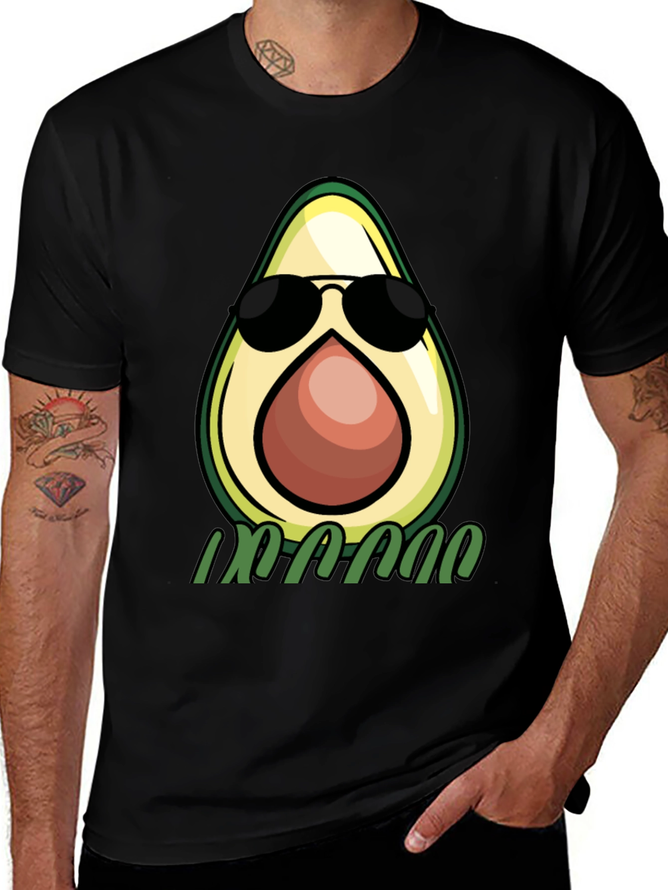 Variant 7 of Cool Avocado Graphic Tee - Black Cotton T-Shirt