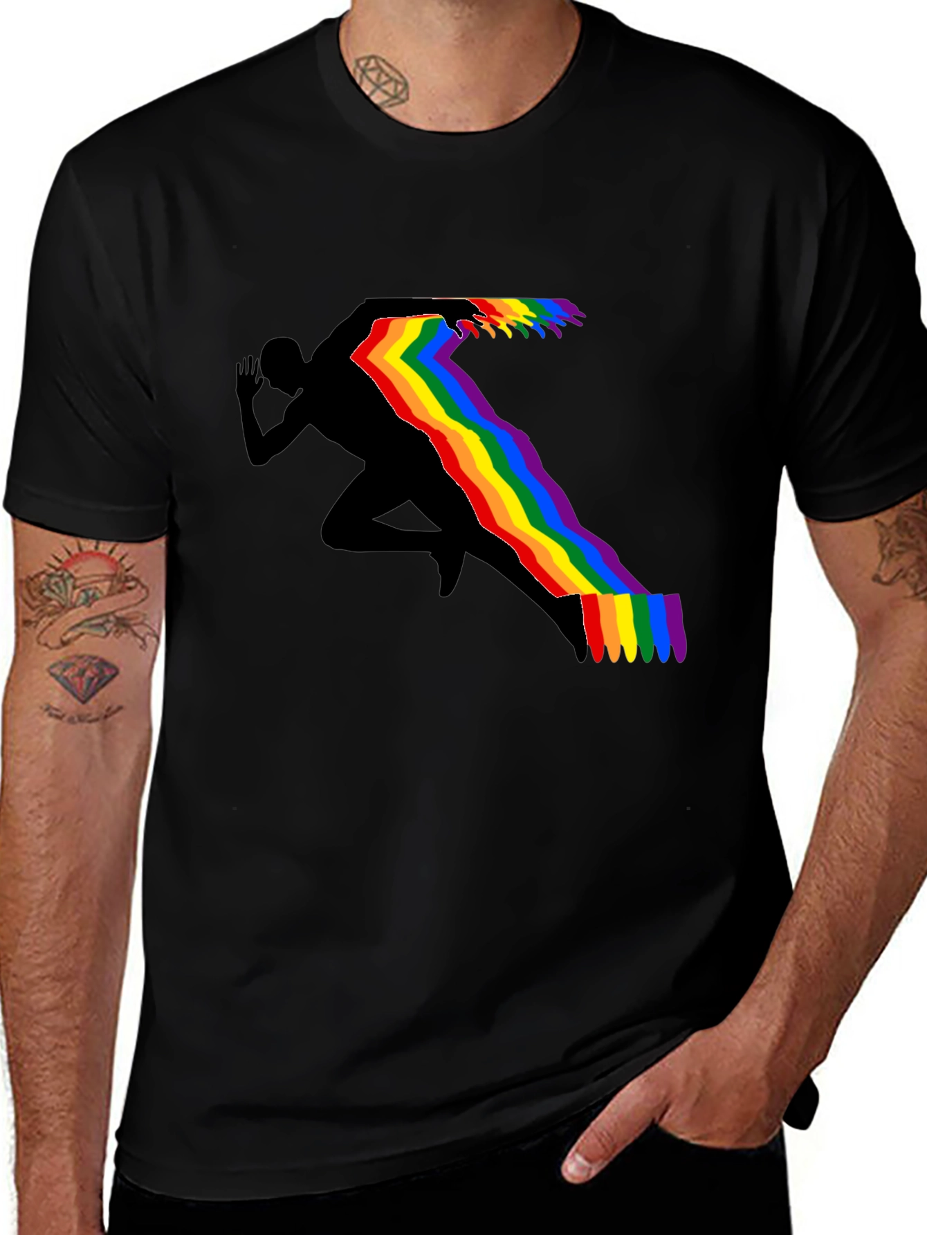 Rainbow Runner Black T-Shirt - Pride Edition