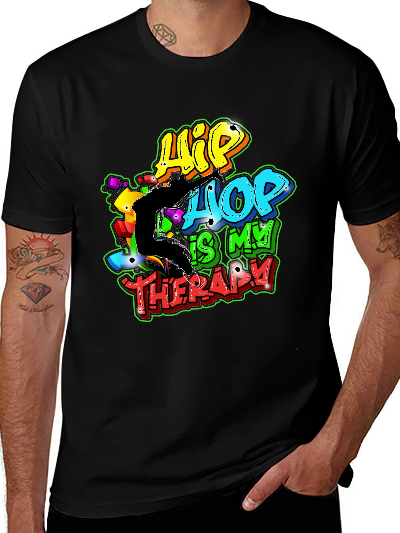 Variant 30 of Hip Hop is My Therapy Black T-Shirt