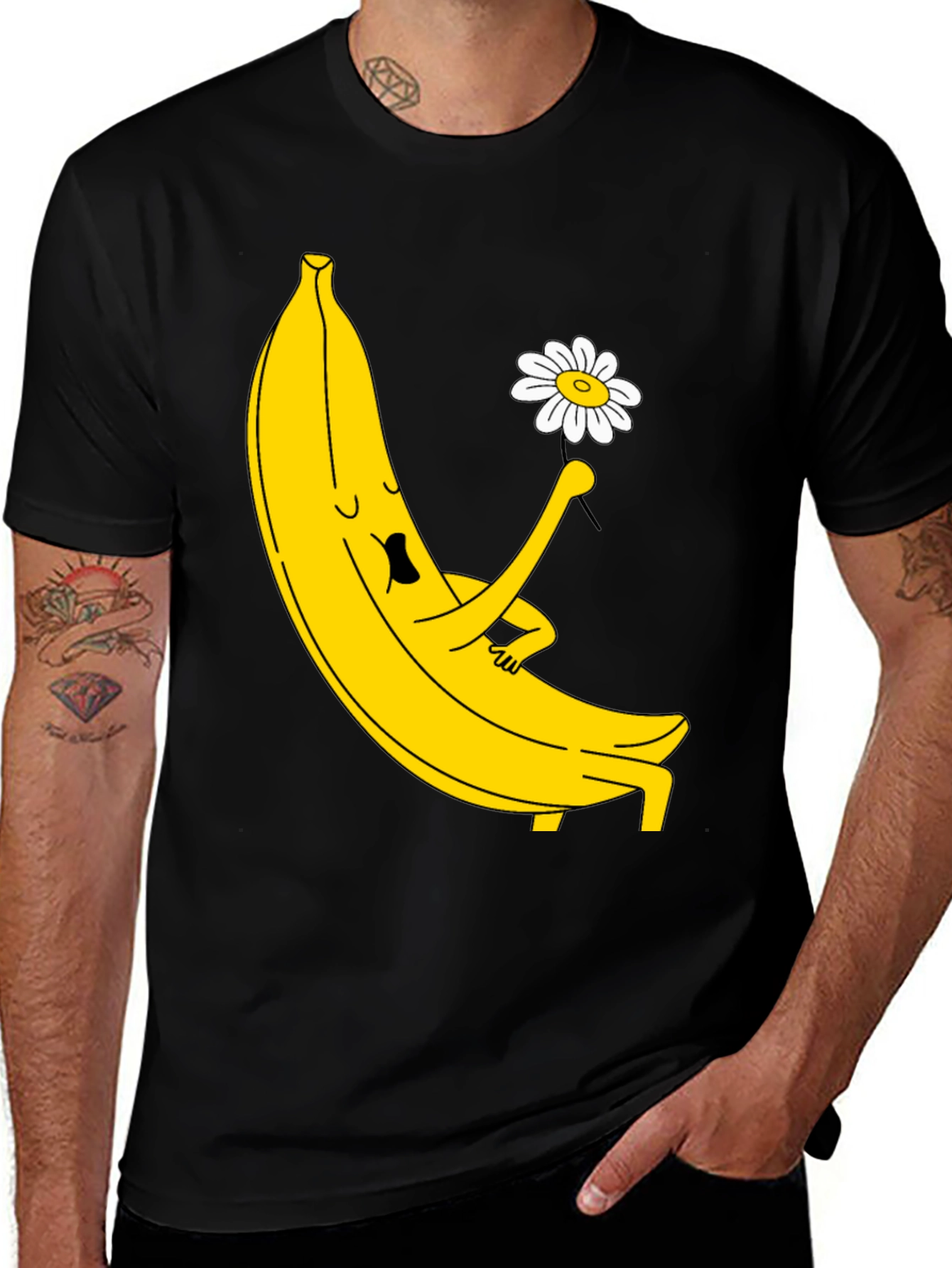 Variant 5 of Banana with Daisy Graphic Tee - Relaxed Fit