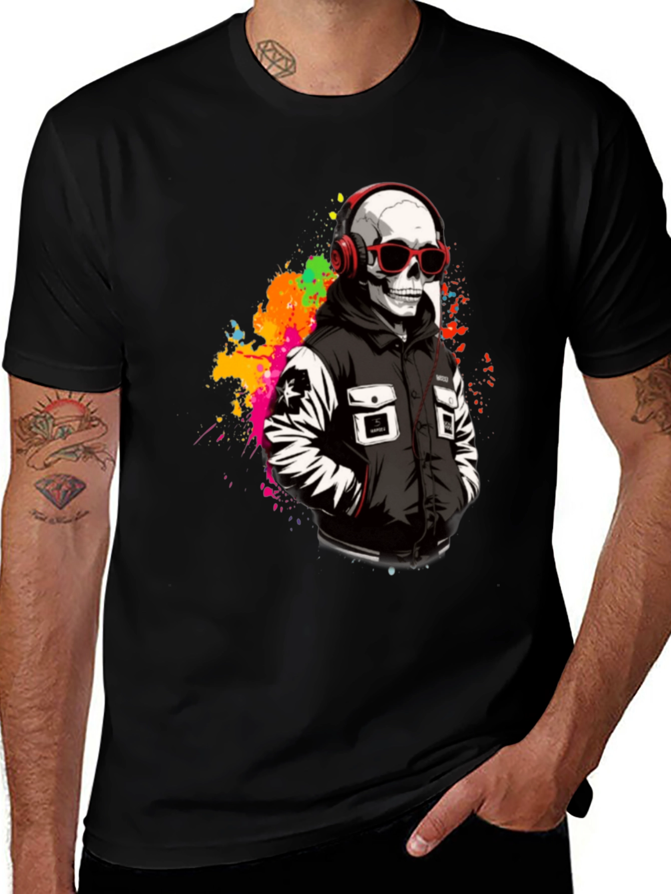 Variant 30 of Skull in Headphones Graphic T-Shirt