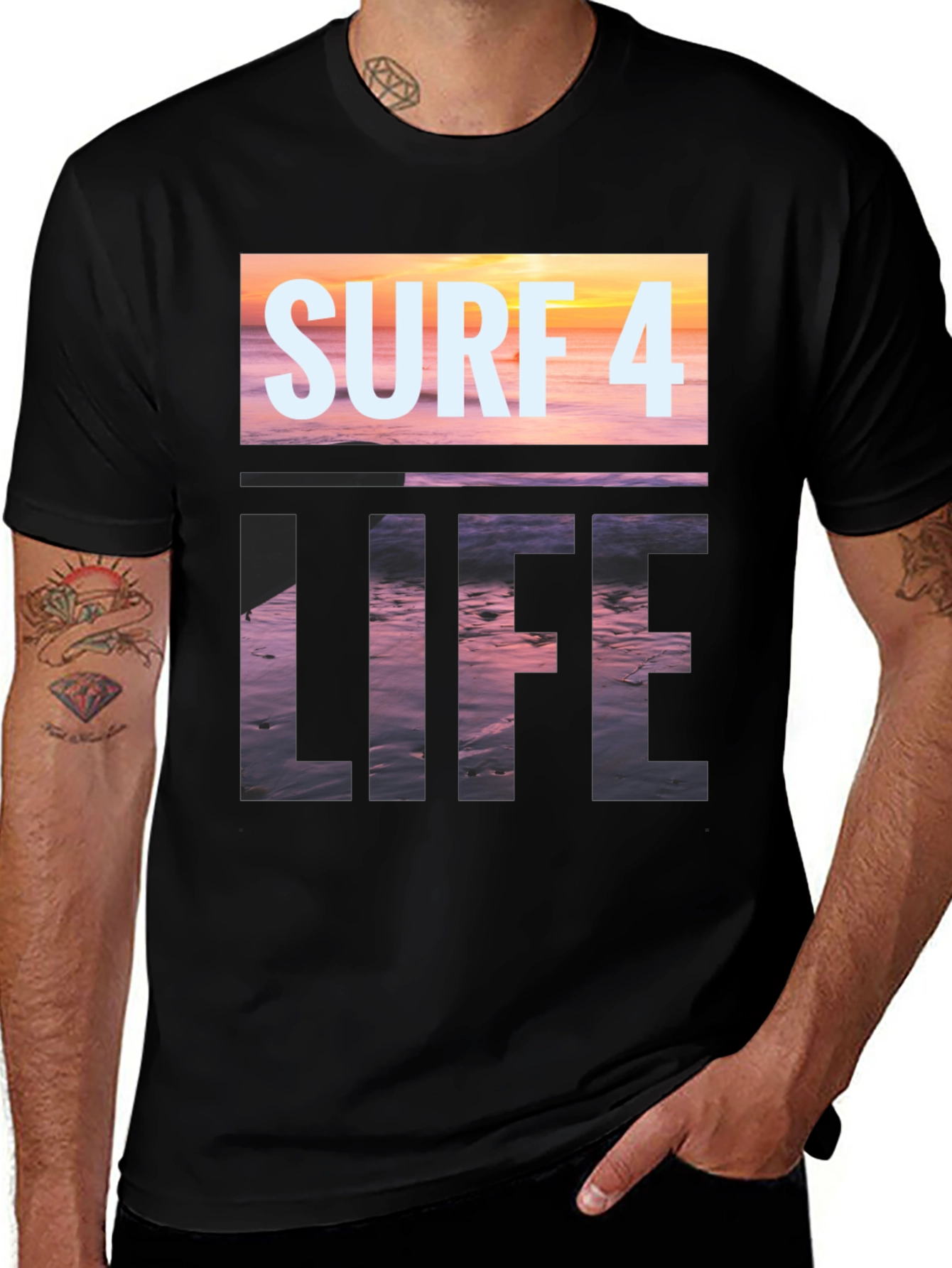 Surf 4 Life Black Graphic Tee