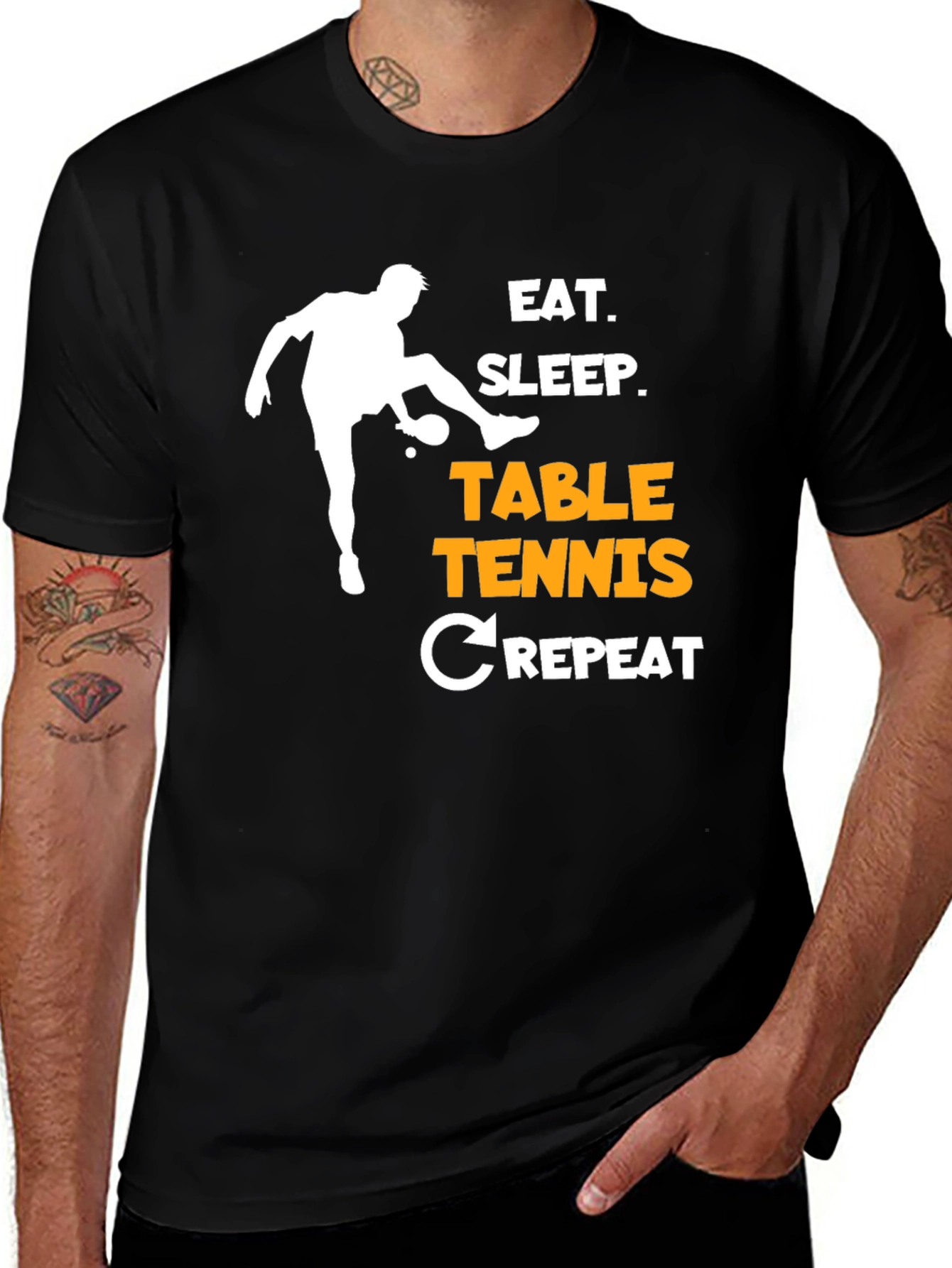 Variant 27 of Eat Sleep Table Tennis Repeat T-Shirt Black