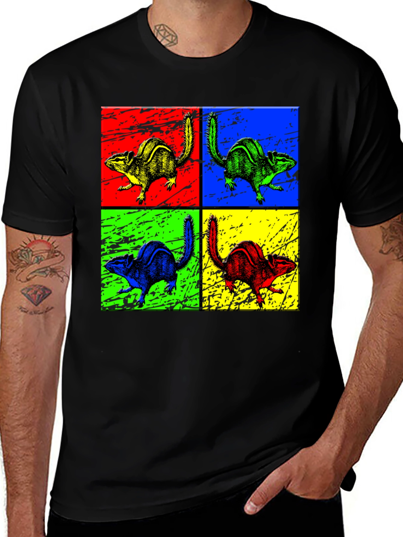 Variant 8 of Pop Art Chipmunk Graphic Tee - Unique Animal Print Shirt