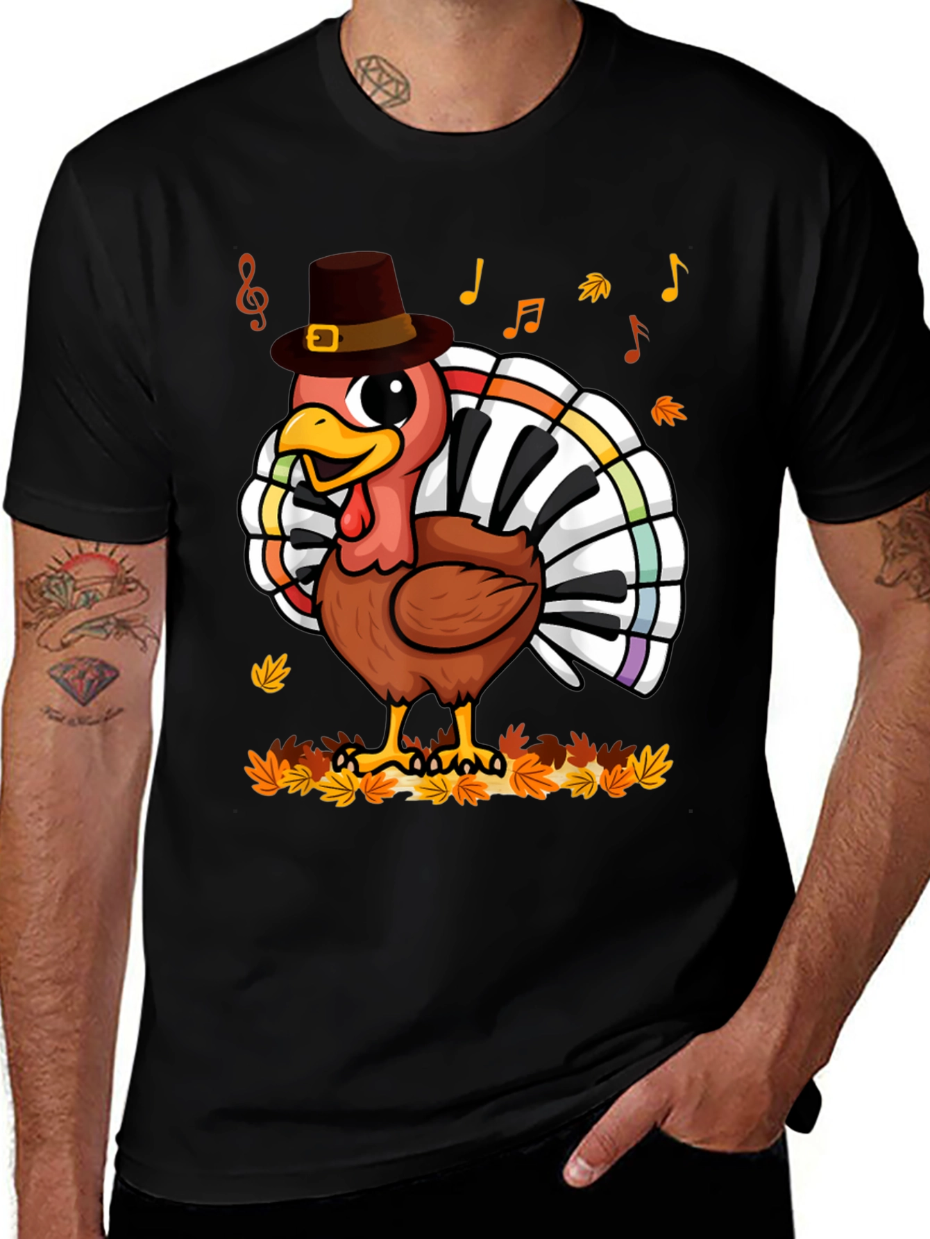 Thanksgiving Turkey Piano Keyboard T-Shirt