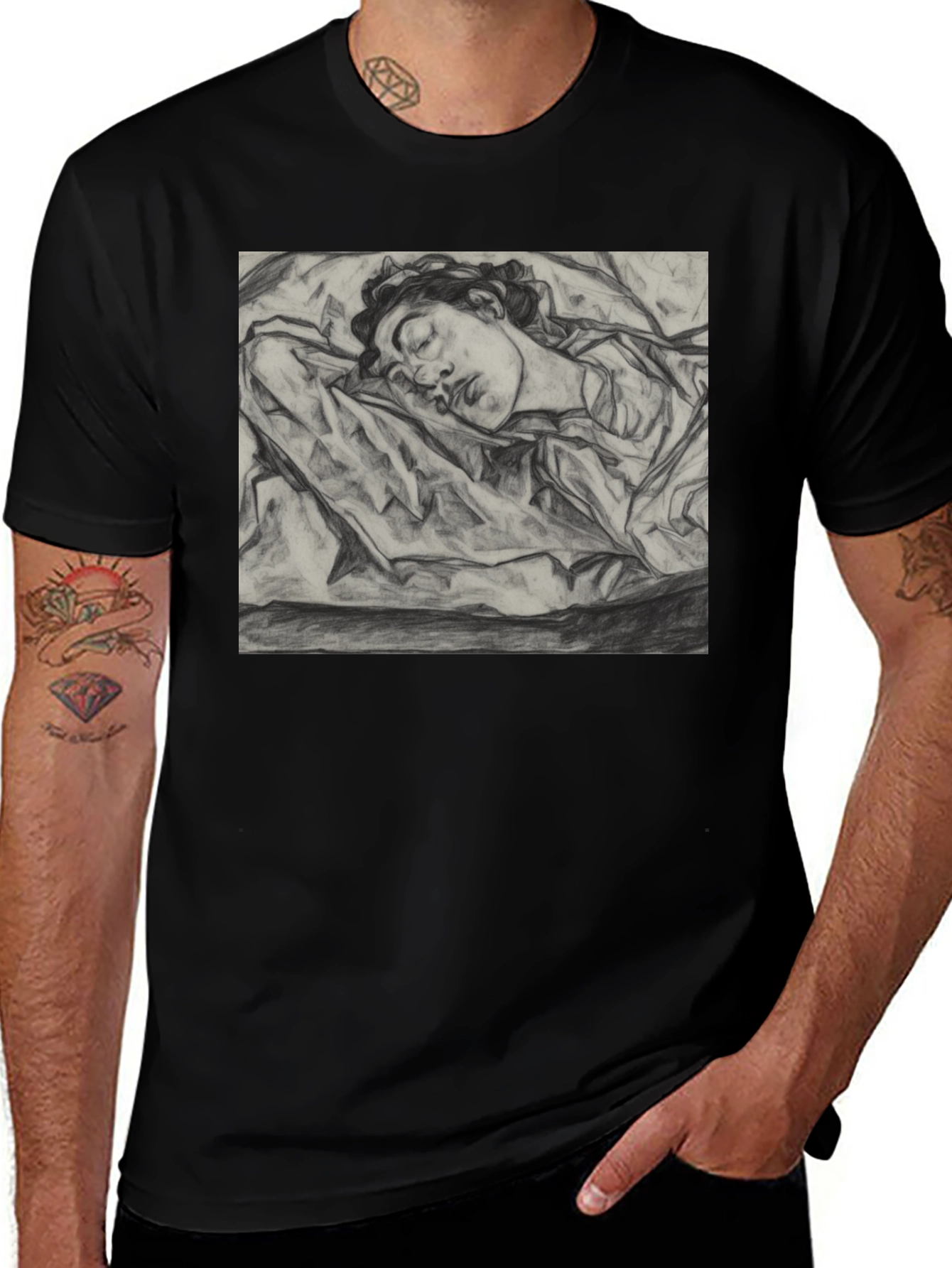 Variant 23 of Sleeping Woman Sketch Tee - Artistic Comfort