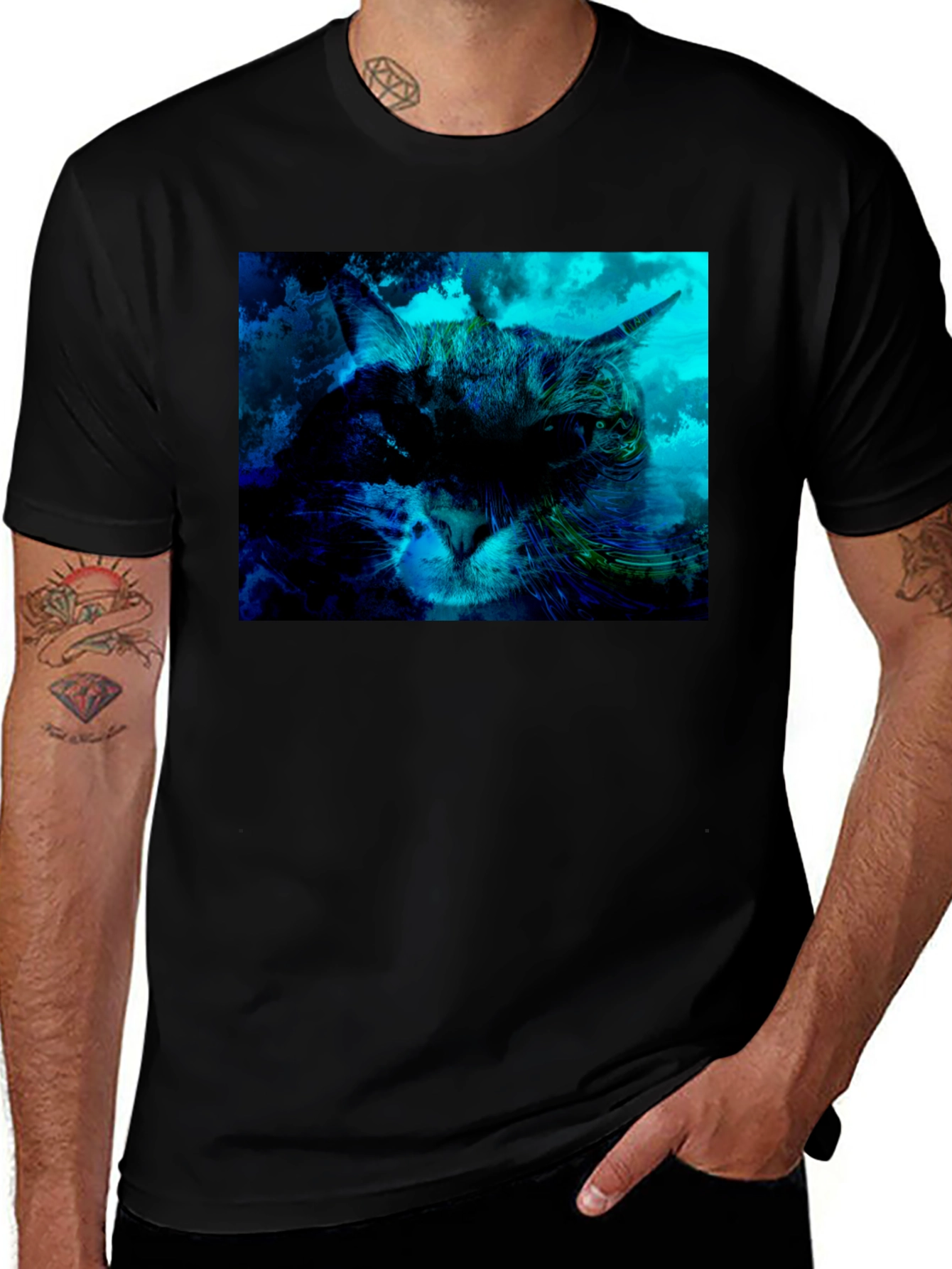 Variant 14 of Cat Graphic T-Shirt - Black