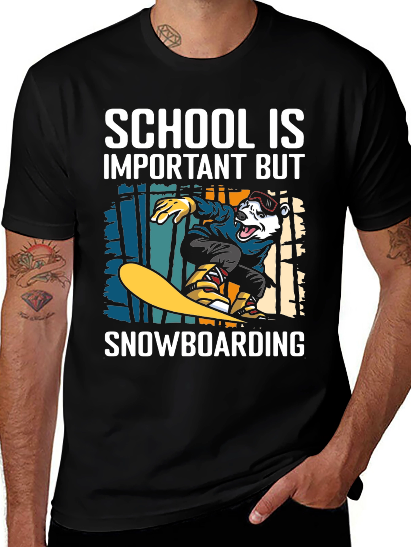 Variant 19 of Snowboarding T-Shirt: School is Important