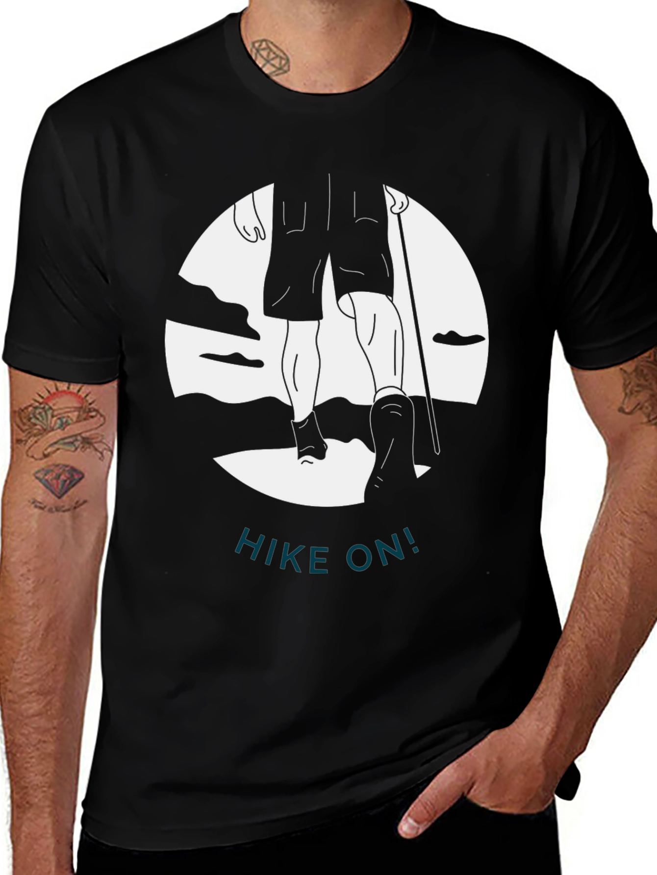Hike On! Graphic Print Black T-Shirt