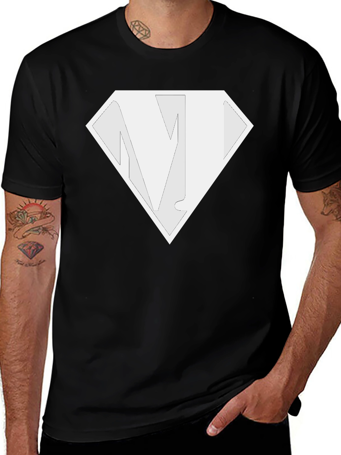 Variant 25 of Black T-Shirt with Diamond "N" Logo - Casual Style