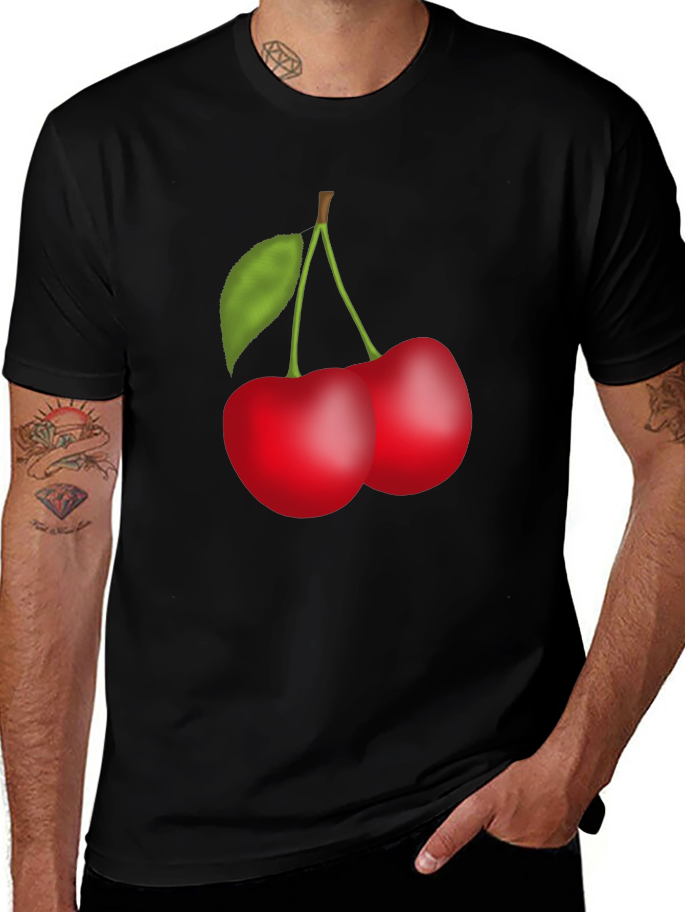 Variant 13 of Cherry Graphic Black T-Shirt