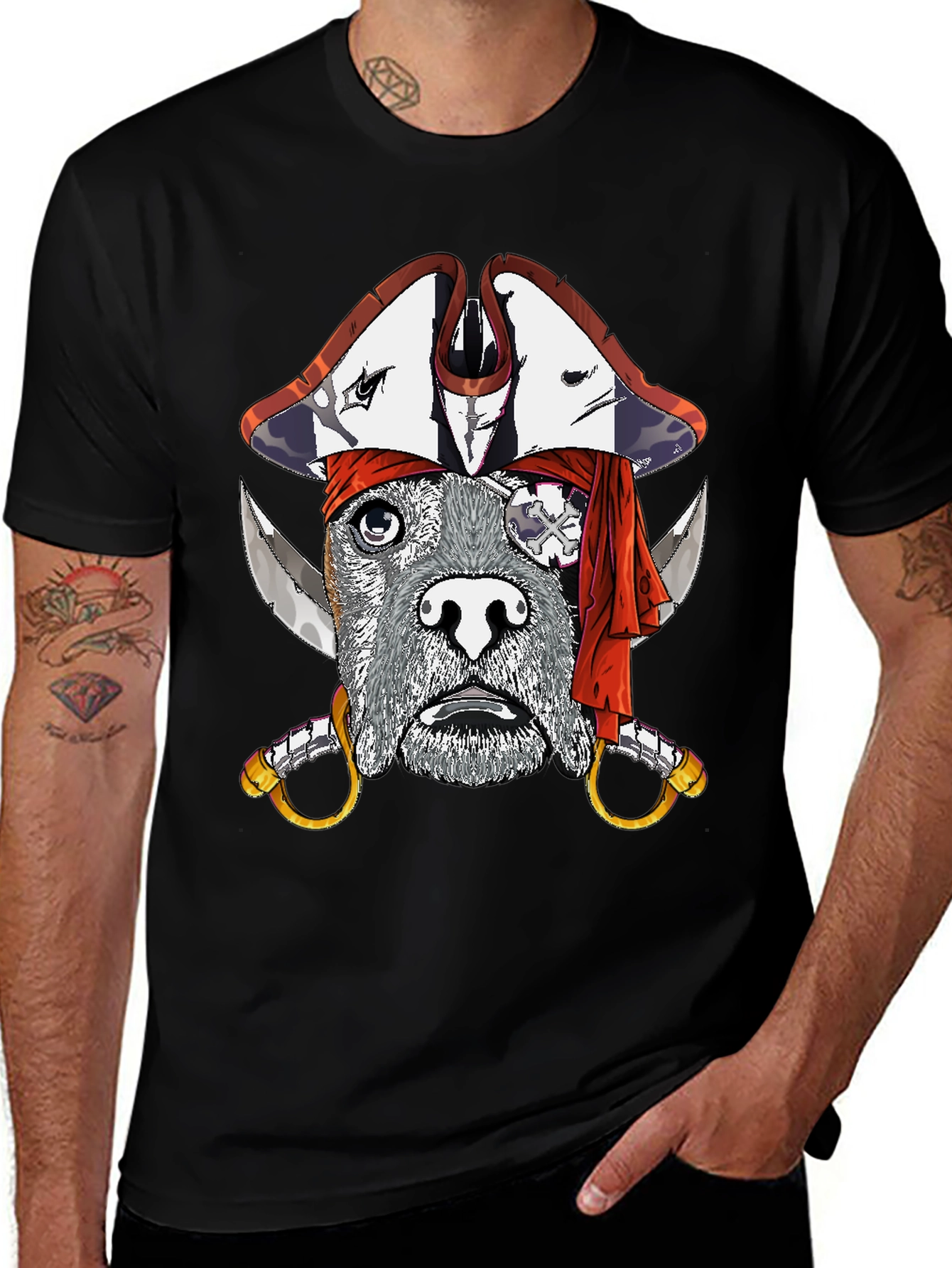 Variant 3 of Dog Pirate Graphic T-Shirt - Black