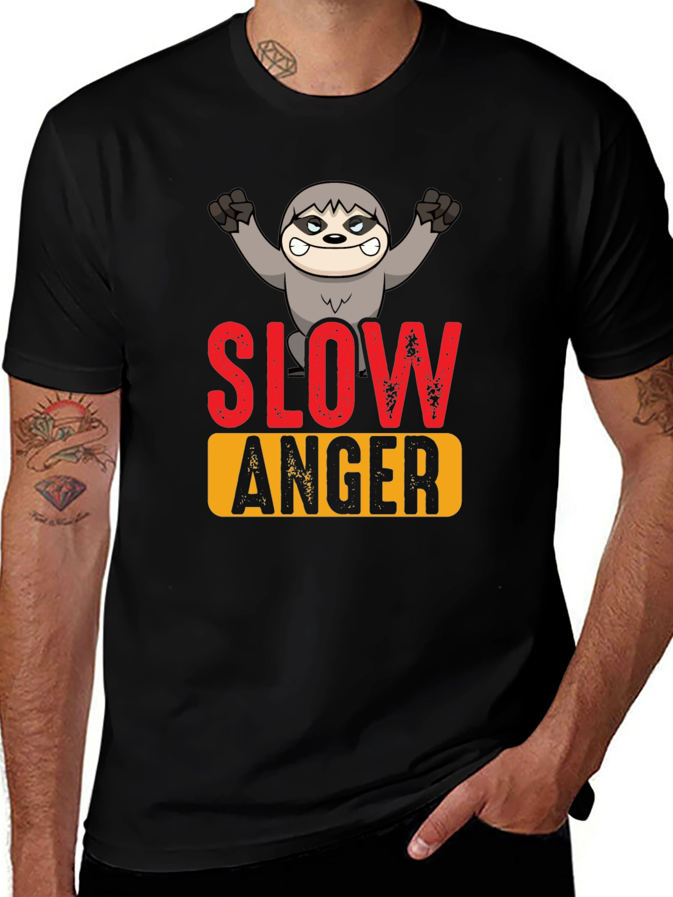 Variant 29 of Slow Anger Sloth Graphic Tee - Funny Animal T-Shirt