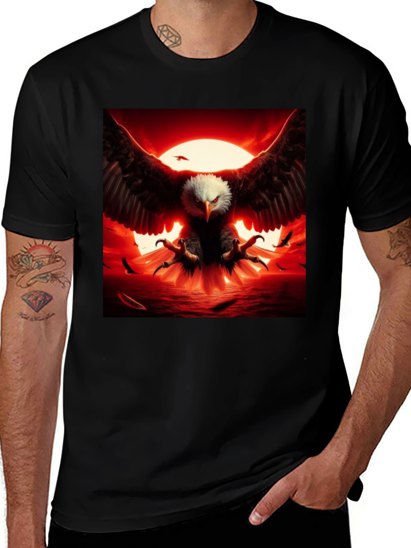 Variant 10 of Eagle Sunset Graphic Tee - Fierce Bird Print