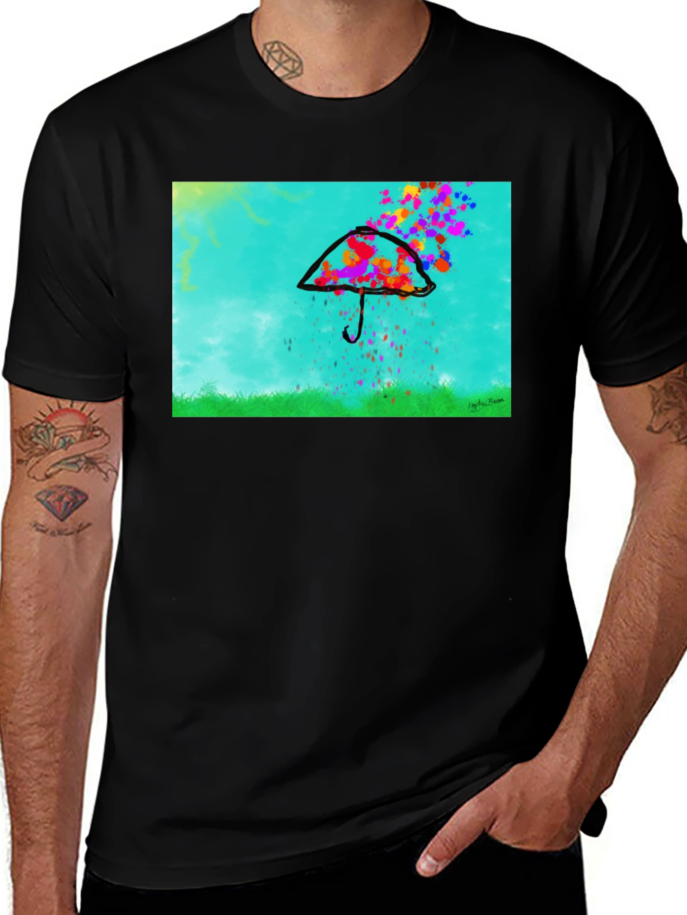 Variant 24 of Colorful Rain T-Shirt, Artistic Umbrella Design