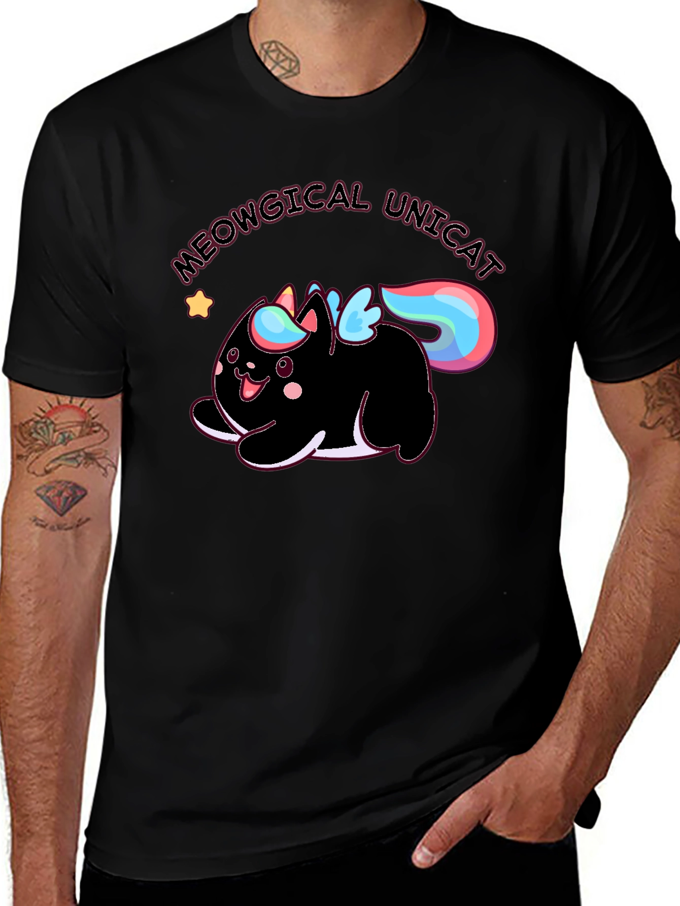 Variant 10 of Meowgical Unicat Black Graphic Tee