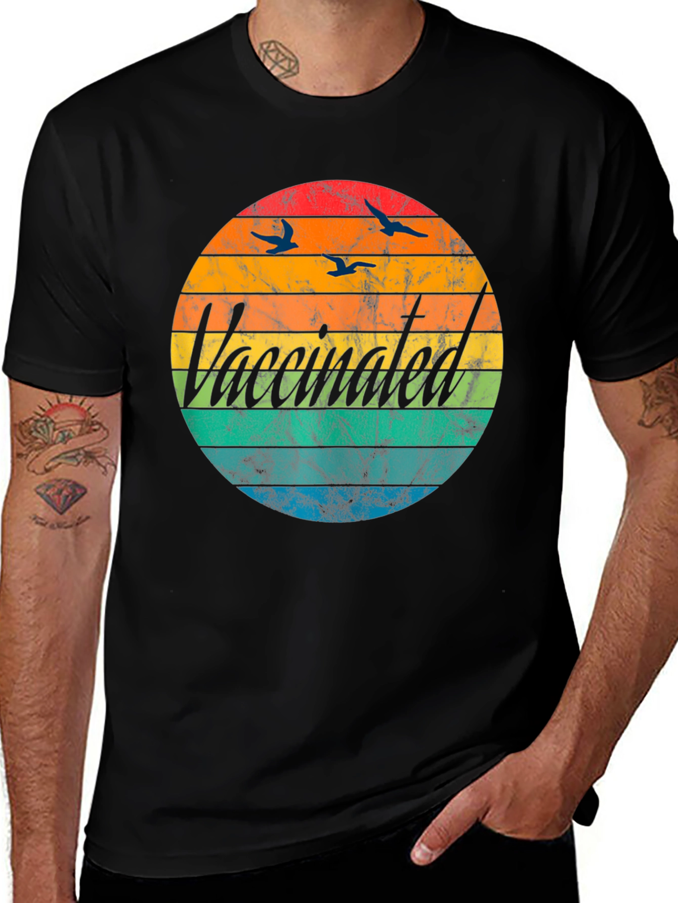 Variant 25 of Vaccinated Retro Sunset Graphic T-Shirt