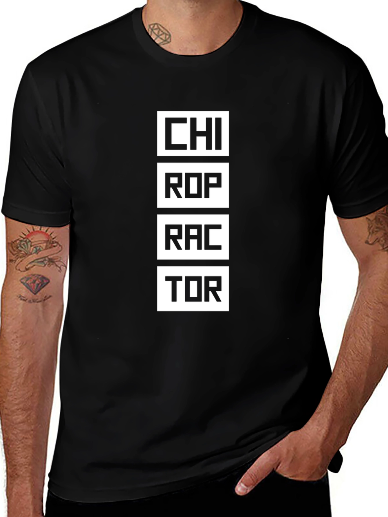 Variant 12 of Chiropractor Graphic Tee - Black Cotton Blend T-Shirt