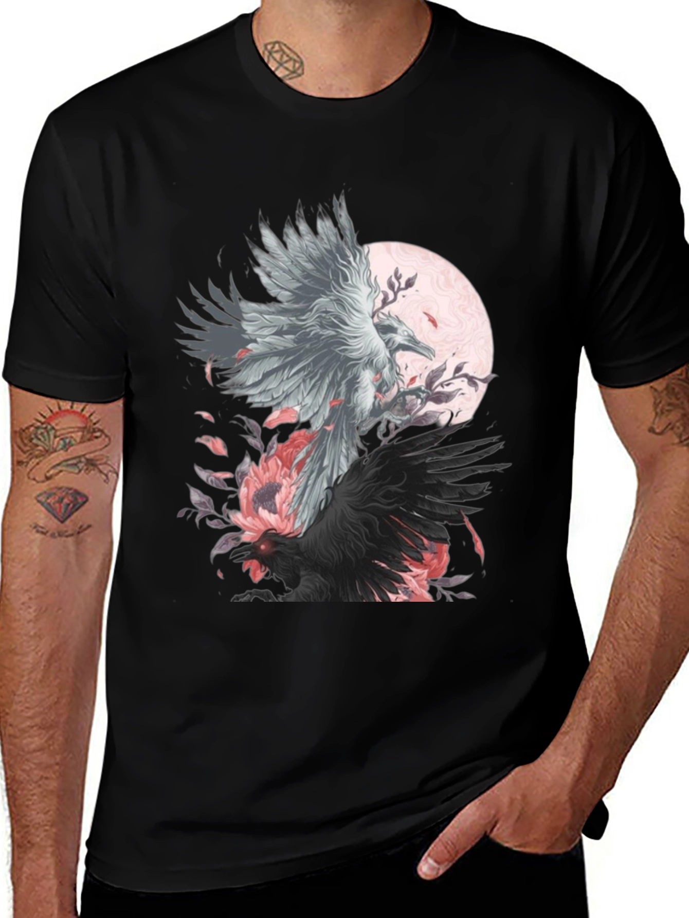 Variant 4 of Raven Moon Graphic T-Shirt - Black