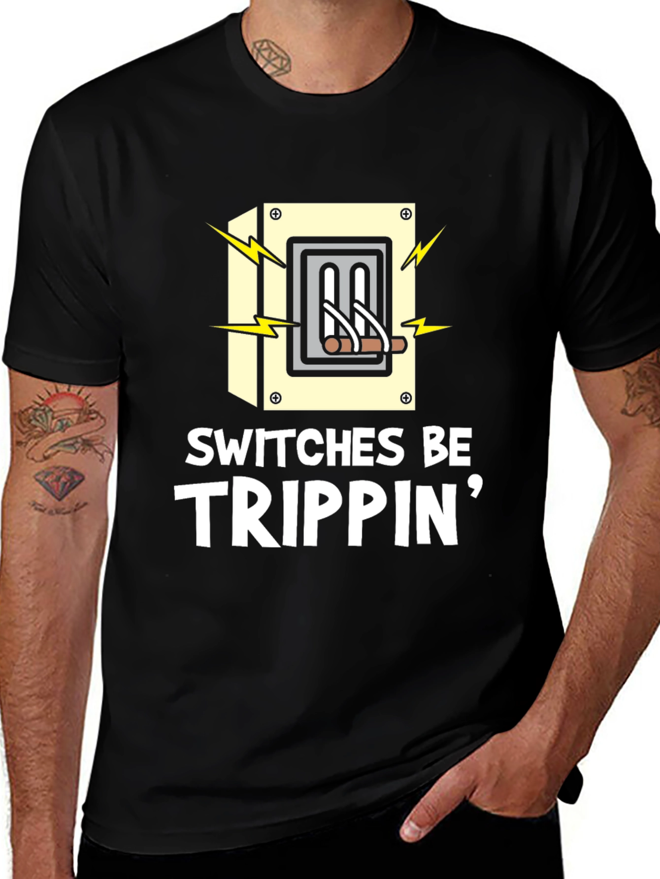 Variant 9 of Switches Be Trippin' Black Graphic Tee