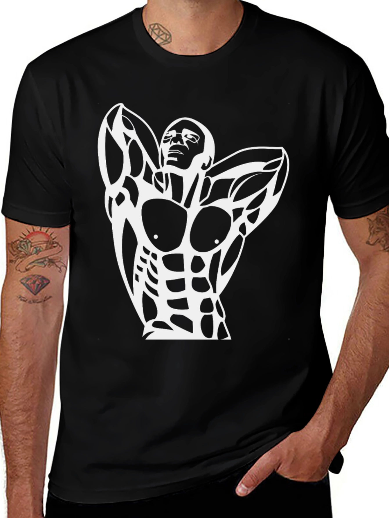Variant 10 of Muscled Physique Graphic Tee - Black
