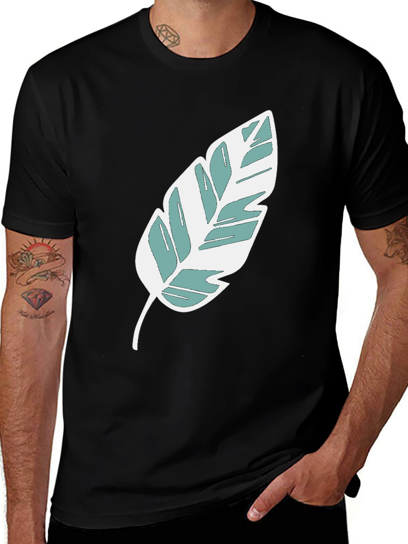 Variant 10 of Leaf Graphic Black T-Shirt