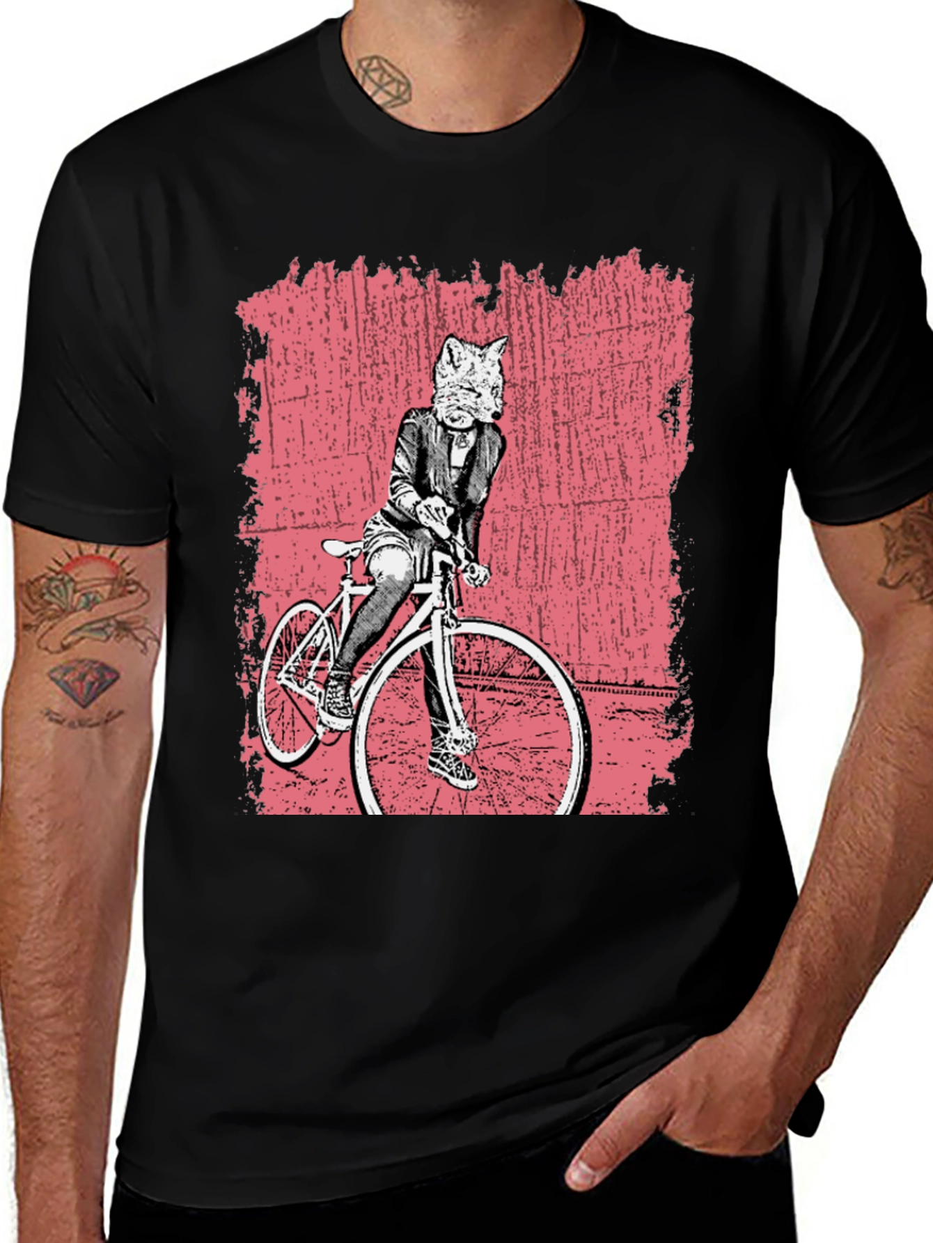 Variant 26 of Fox Rider Graphic Tee - Black Cotton T-Shirt