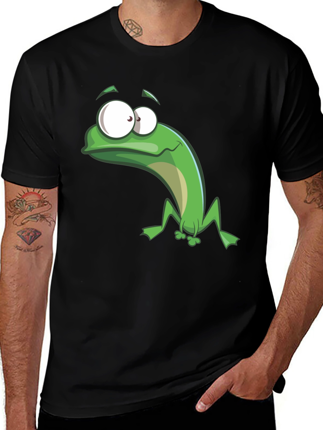 Variant 10 of Funny Frog Graphic Tee - Black Cotton T-Shirt