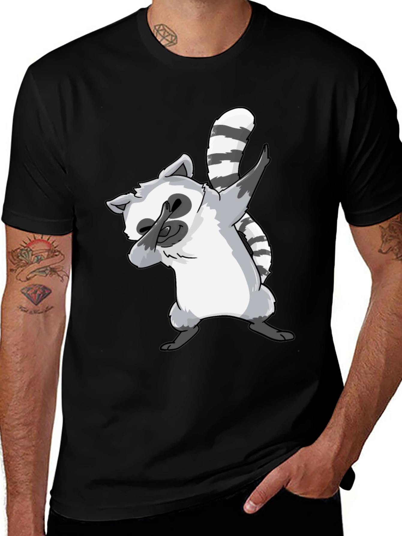 Variant 17 of Dabbing Raccoon Graphic Tee - Cool & Fun Design
