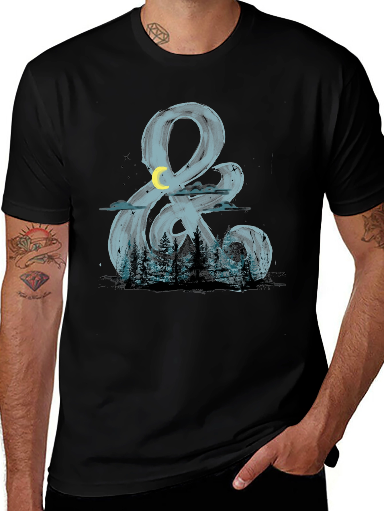 Night Forest Ampersand Graphic T-Shirt