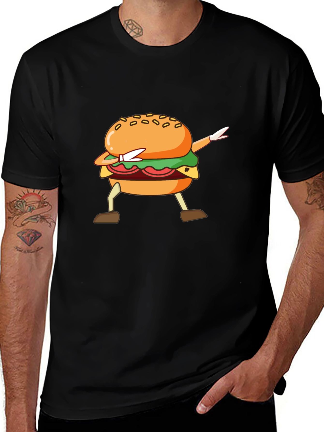 Variant 29 of Dabbing Burger Black T-Shirt - Unique Design