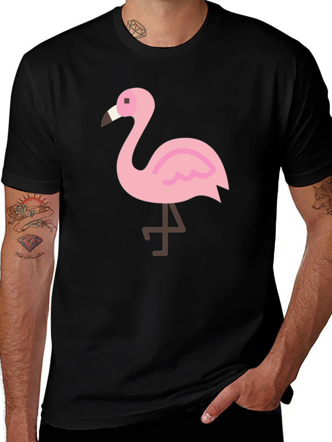 Variant 14 of Black Flamingo Graphic Tee - Casual Comfort