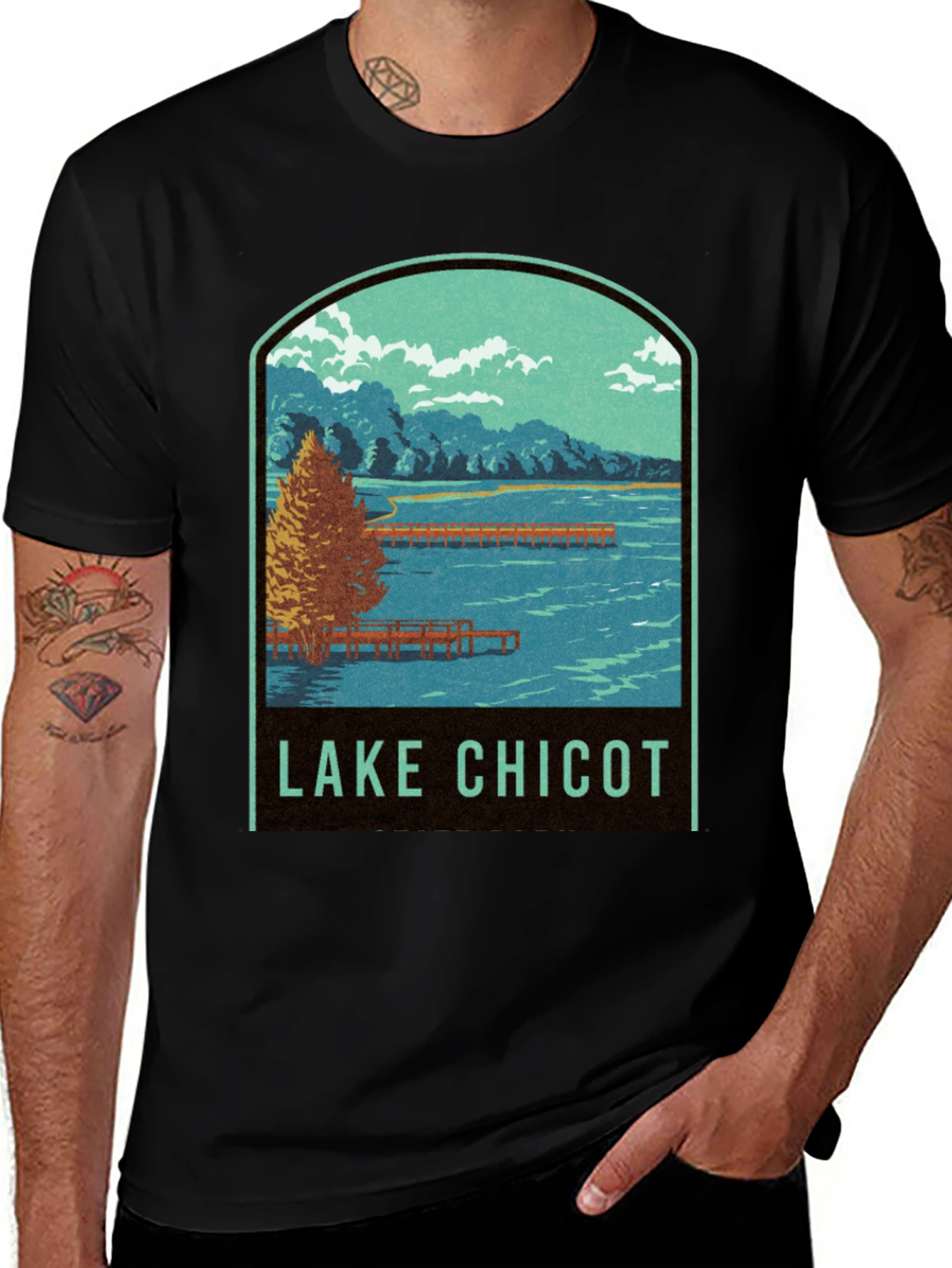 Variant 26 of Lake Chicot Black Graphic Tee