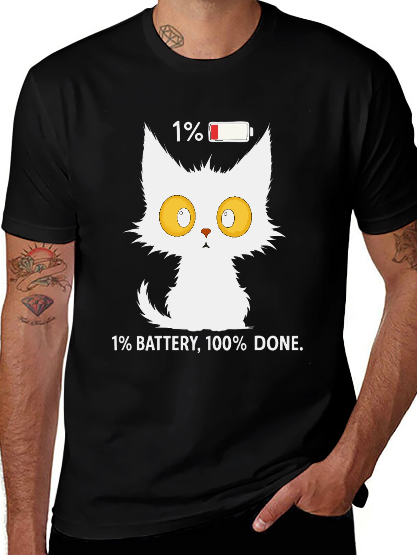 Variant 9 of 1% Battery Cat T-Shirt