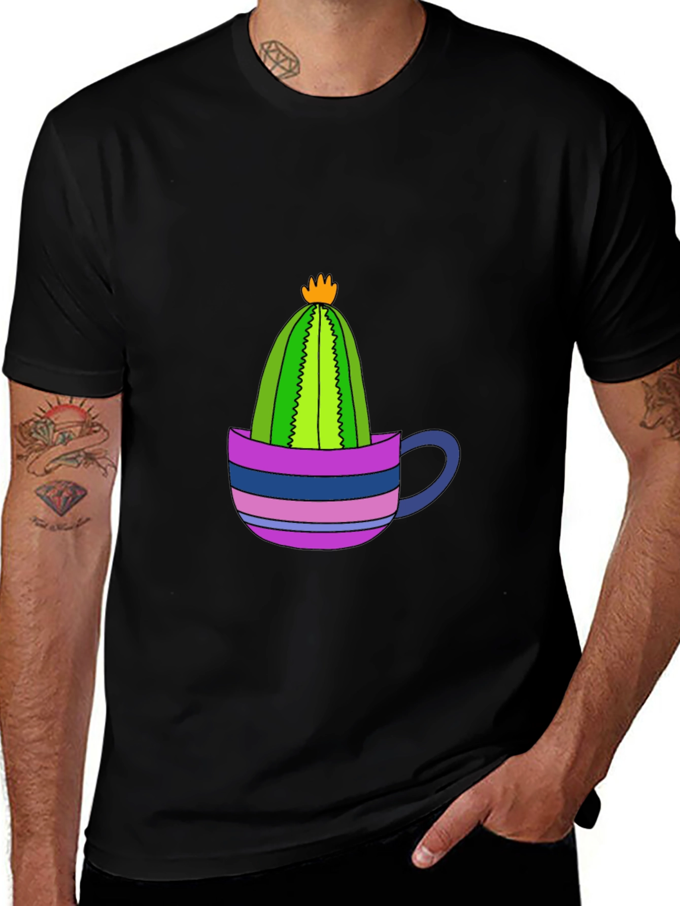 Cactus in a Cup Black T-Shirt