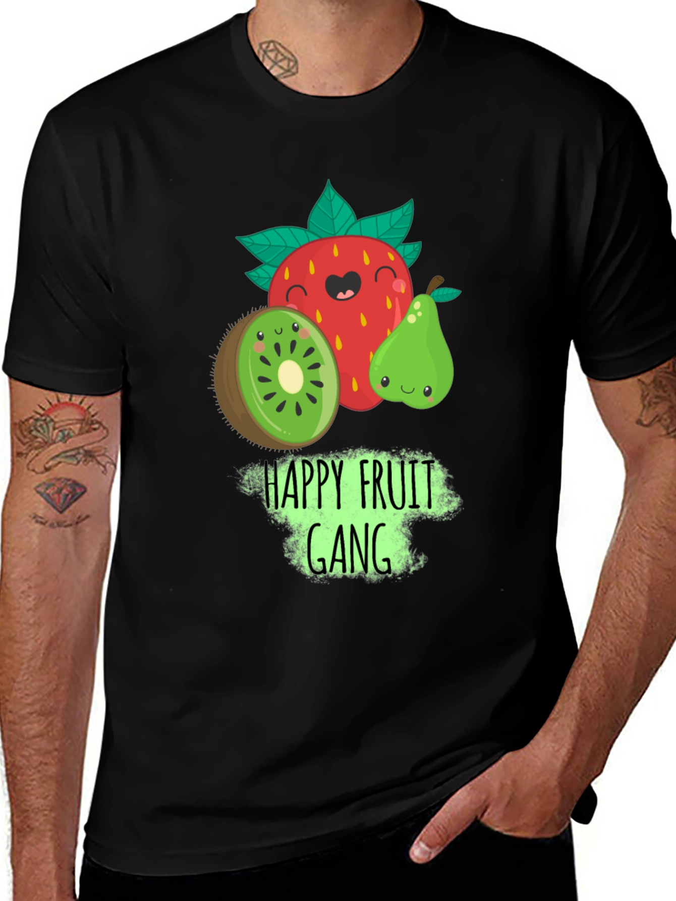 Happy Fruit Gang Black Graphic Tee