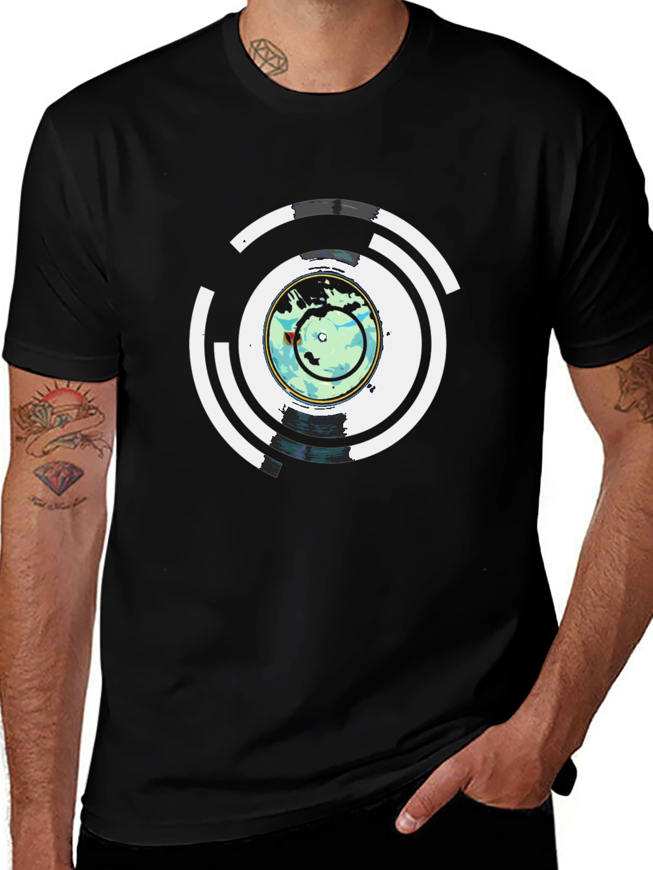 Variant 13 of Abstract Earth Graphic Men's Black T-Shirt