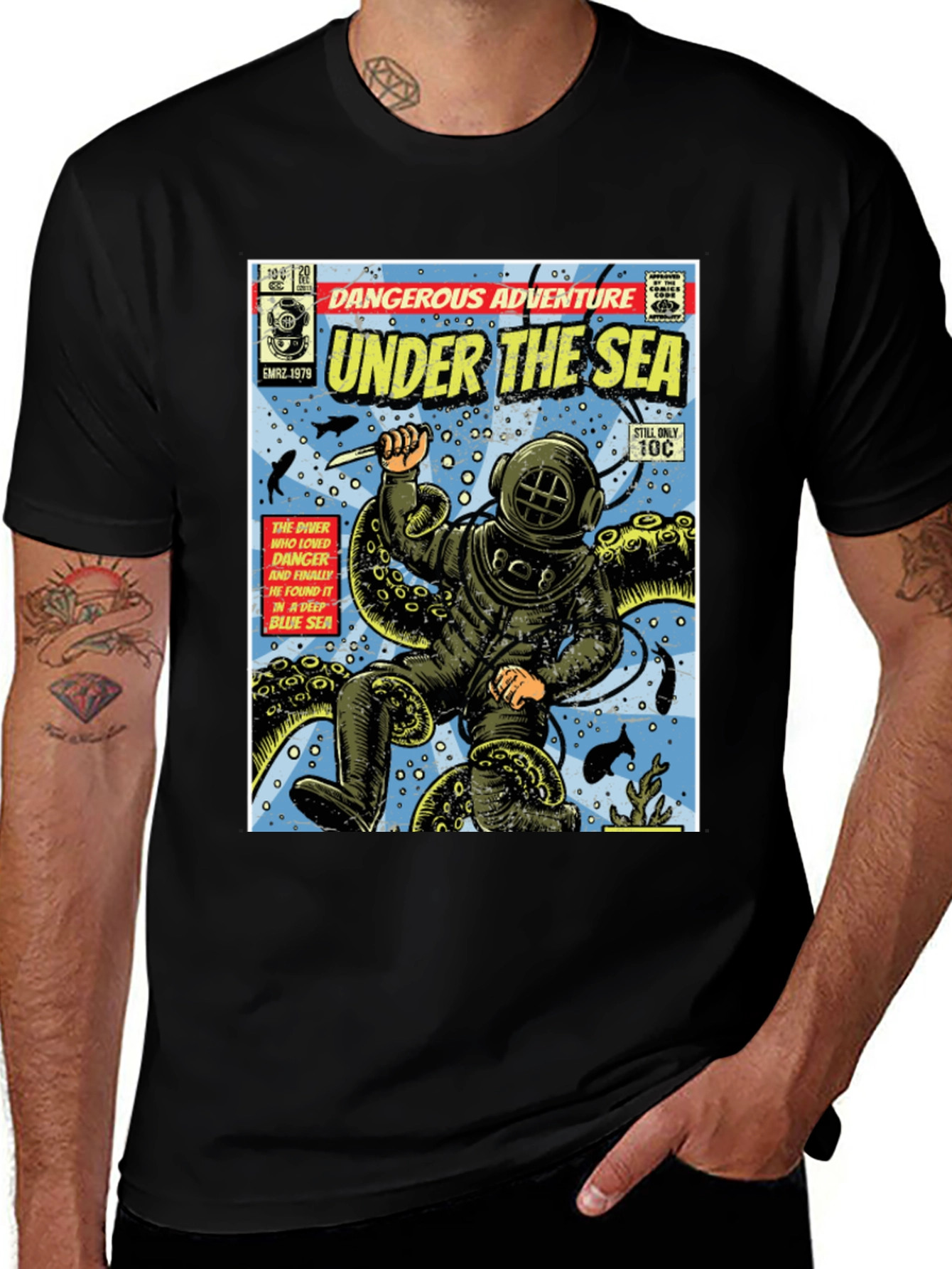 Black Under the Sea Comic Book T-Shirt main image