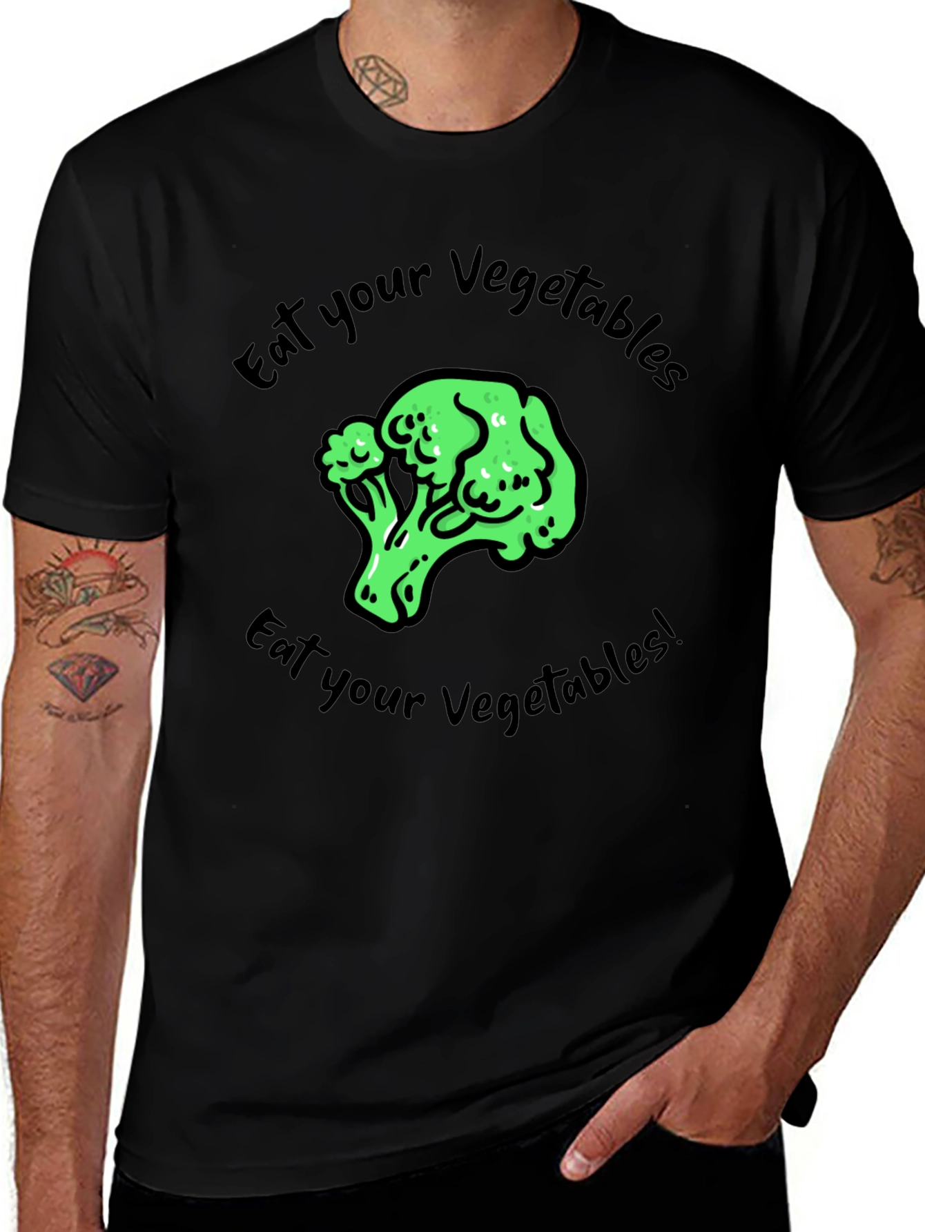 Variant 18 of Eat Your Vegetables Black T-Shirt
