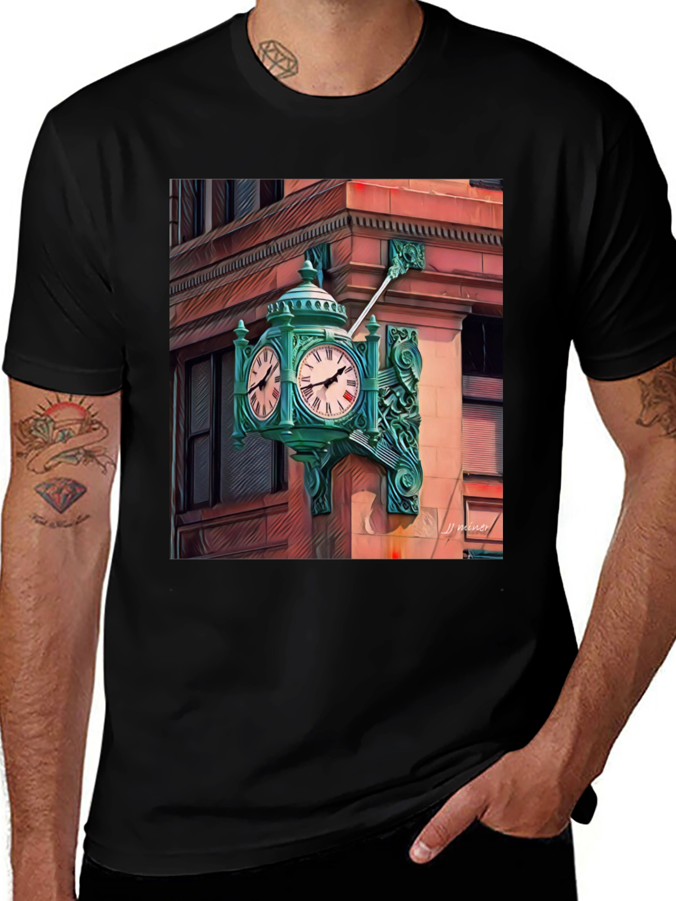 Vintage Chicago Landmark Clock Graphic Tee