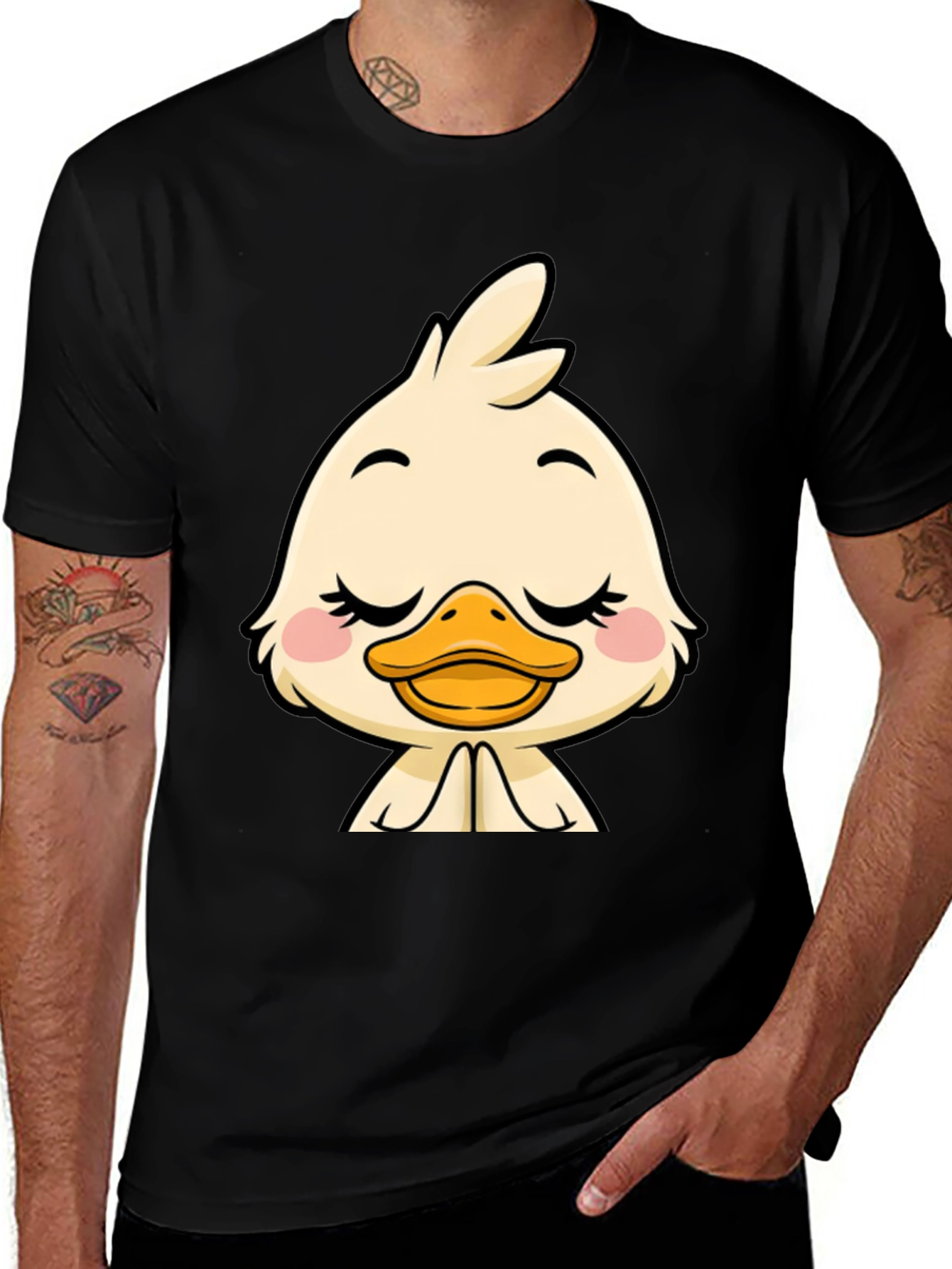 Variant 22 of Cute Duck Graphic Black T-Shirt