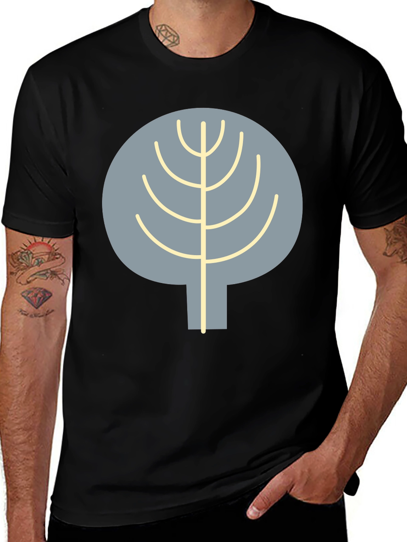 Variant 6 of Abstract Tree Graphic Tee - Casual Black T-Shirt