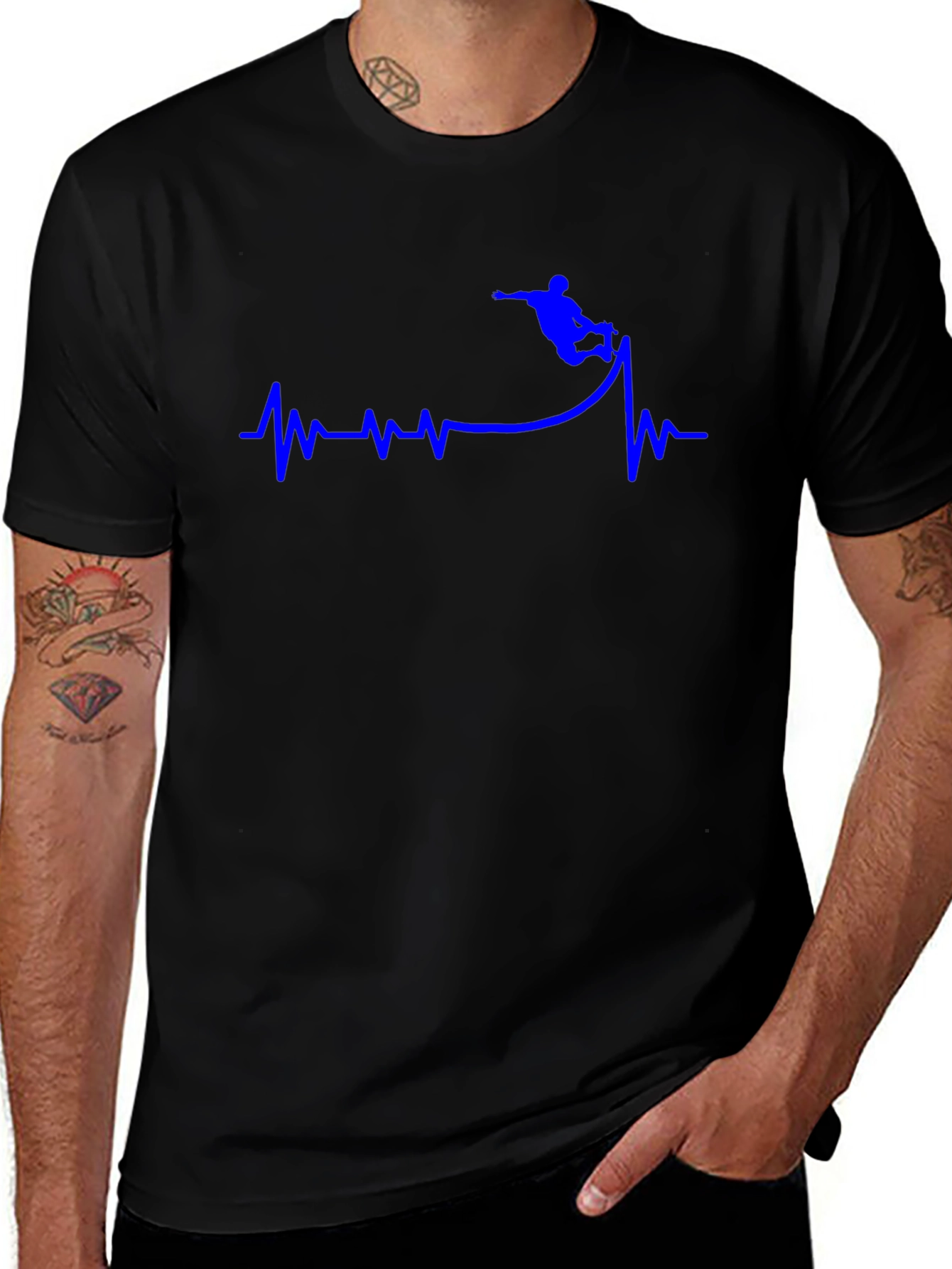 Variant 20 of Snowboard Heartbeat T-Shirt - Black Graphic Tee