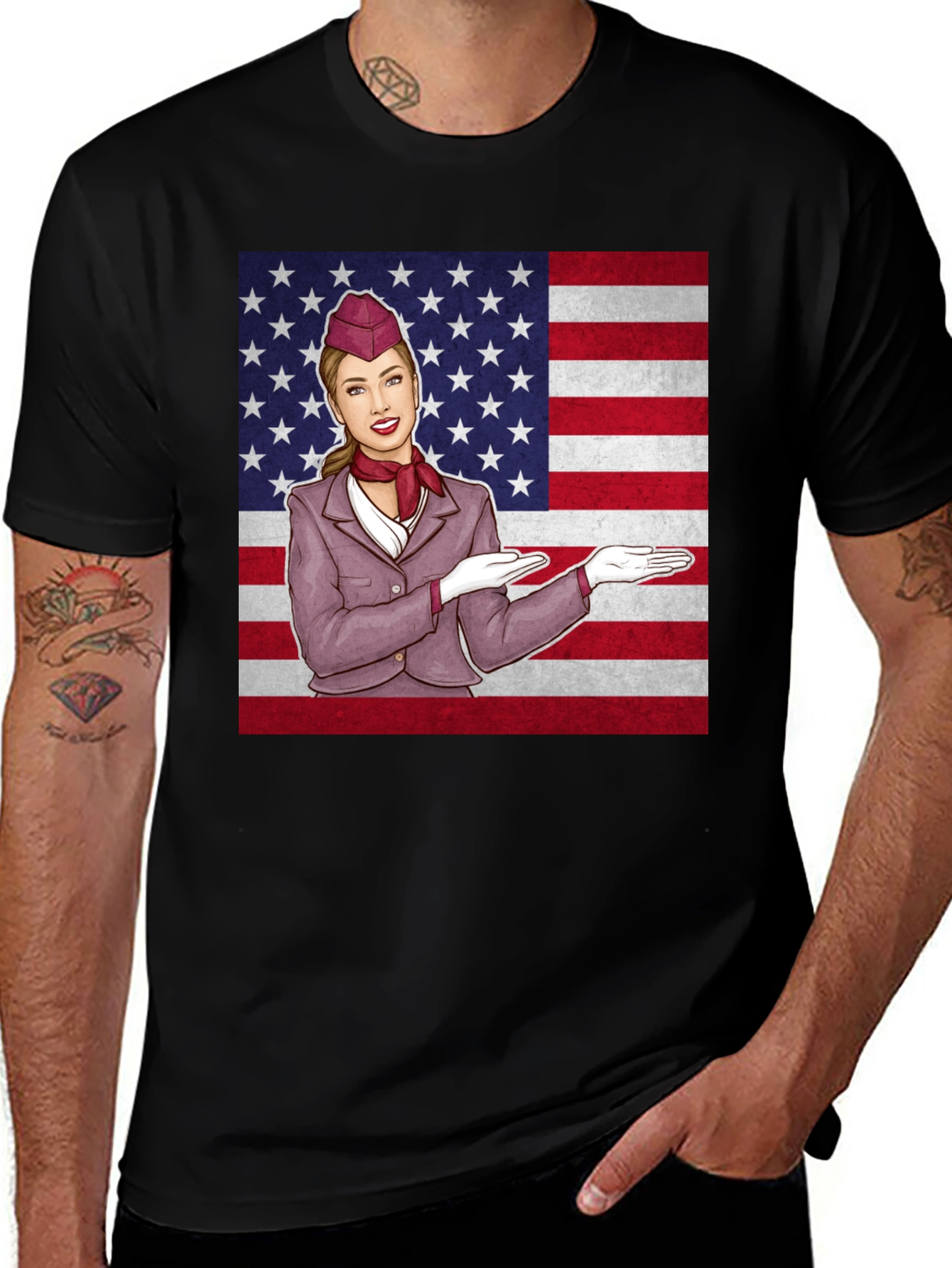 Variant 17 of Patriotic Flight Attendant Graphic Tee
