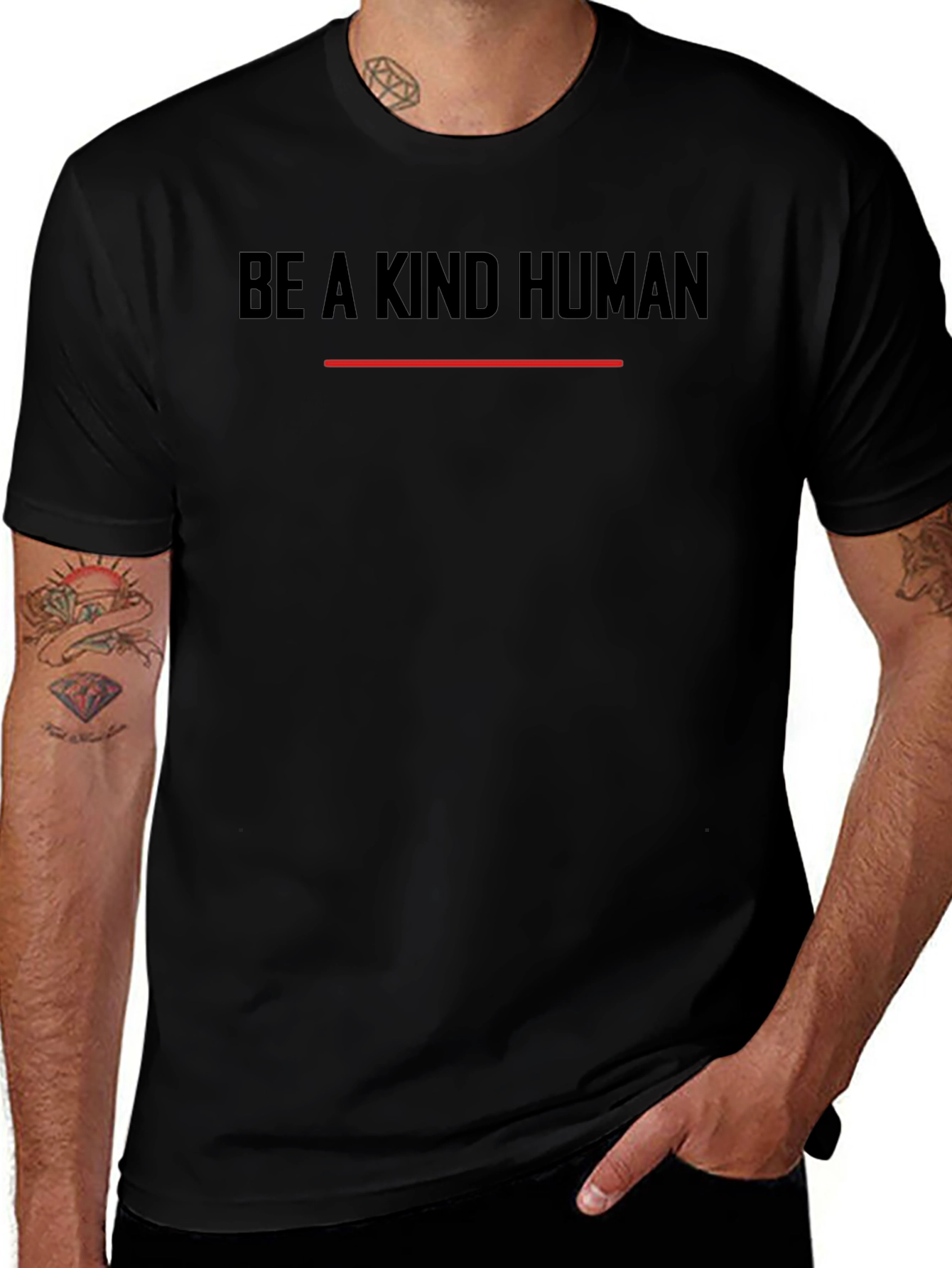 Variant 20 of Be A Kind Human Graphic Tee - Black Short Sleeve T-Shirt